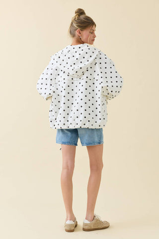 Polka Dot Hooded Utility Jacket