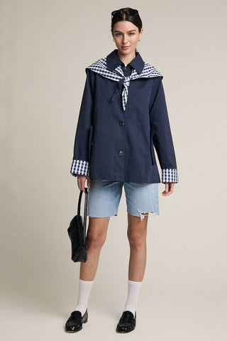 Gingham Scarf Detail Jacket