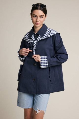 Gingham Scarf Detail Jacket