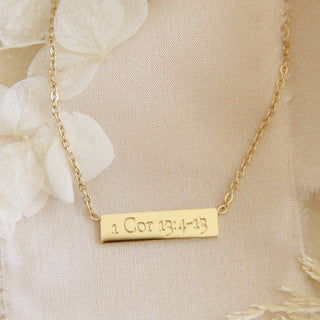 1 Corinthians 13:4-13 Bar Necklace, Love Bar Necklace