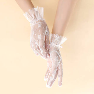 Nylon Gloves with Ruffles