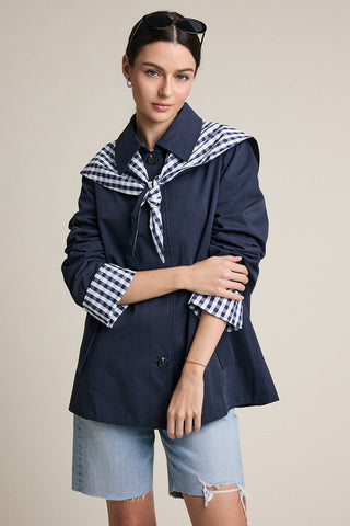 Gingham Scarf Detail Jacket
