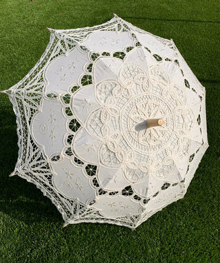 Cotton Victorian Lace and Fabric Parasol/Umbrella