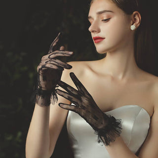 Nylon Gloves with Ruffles