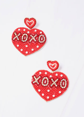 XOXO Red Embellished Heart Earring