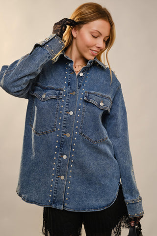 The Rebel Stud Denim Shacket