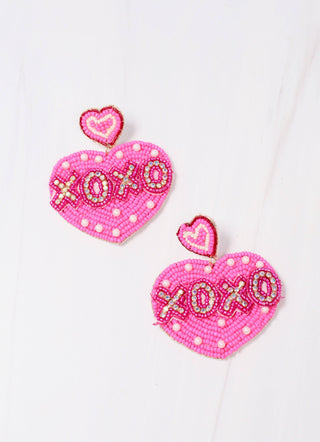 XOXO Pink Embellished Heart Earring