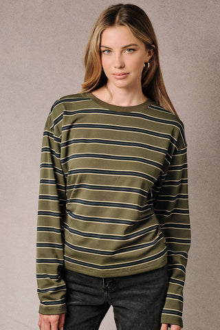Olive & Oak Stripe LS Tee