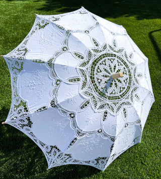 Cotton Victorian Lace and Fabric Parasol/Umbrella