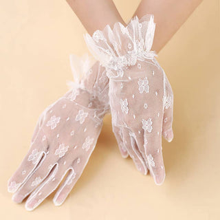 Nylon Gloves with Ruffles