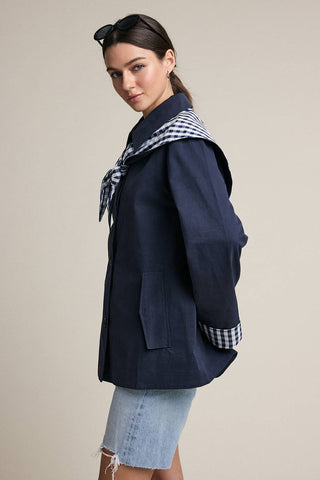 Gingham Scarf Detail Jacket
