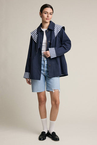 Gingham Scarf Detail Jacket