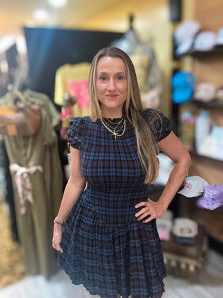 Rowan Plaid Smocked Mini Dress
