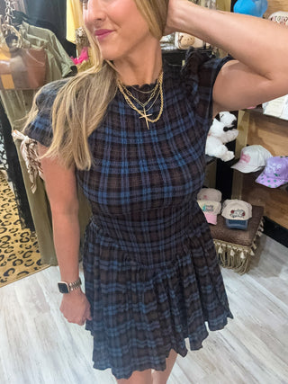 Rowan Plaid Smocked Mini Dress