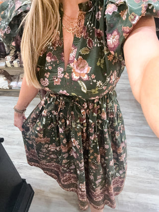 Alana Bubble Sleeve Floral Midi Dress