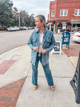 The Rebel Stud Denim Shacket