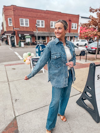 The Rebel Stud Denim Shacket