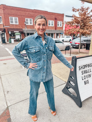 The Rebel Stud Denim Shacket