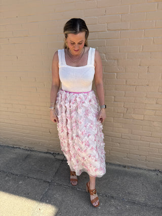 Blush Petal Floral Skirt