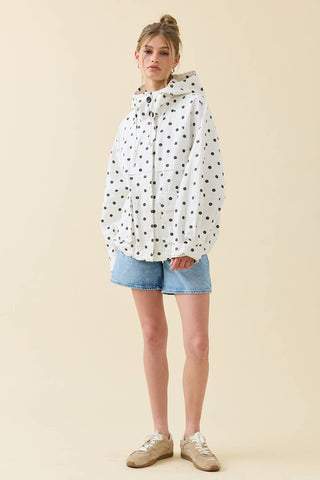 Polka Dot Hooded Utility Jacket