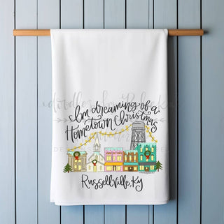 Hometown Christmas Town Tea Towel