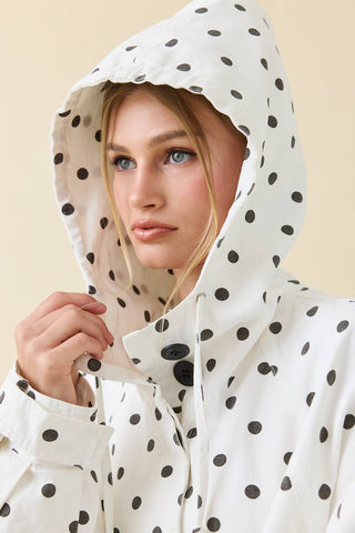 Polka Dot Hooded Utility Jacket