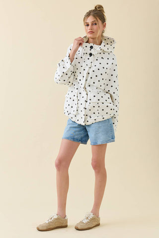 Polka Dot Hooded Utility Jacket