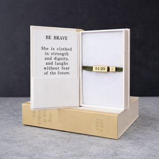 Sentiment Cord Bracelet-Proverbs 31:25, Be Brave
