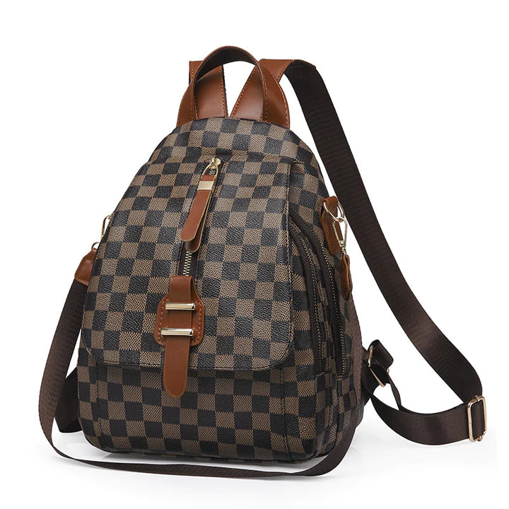 Checkered Brown Backpack